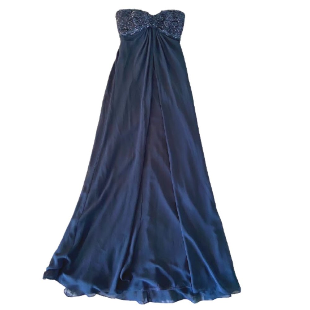 Navy Blue Tadashi Strapless Floor Length Gown